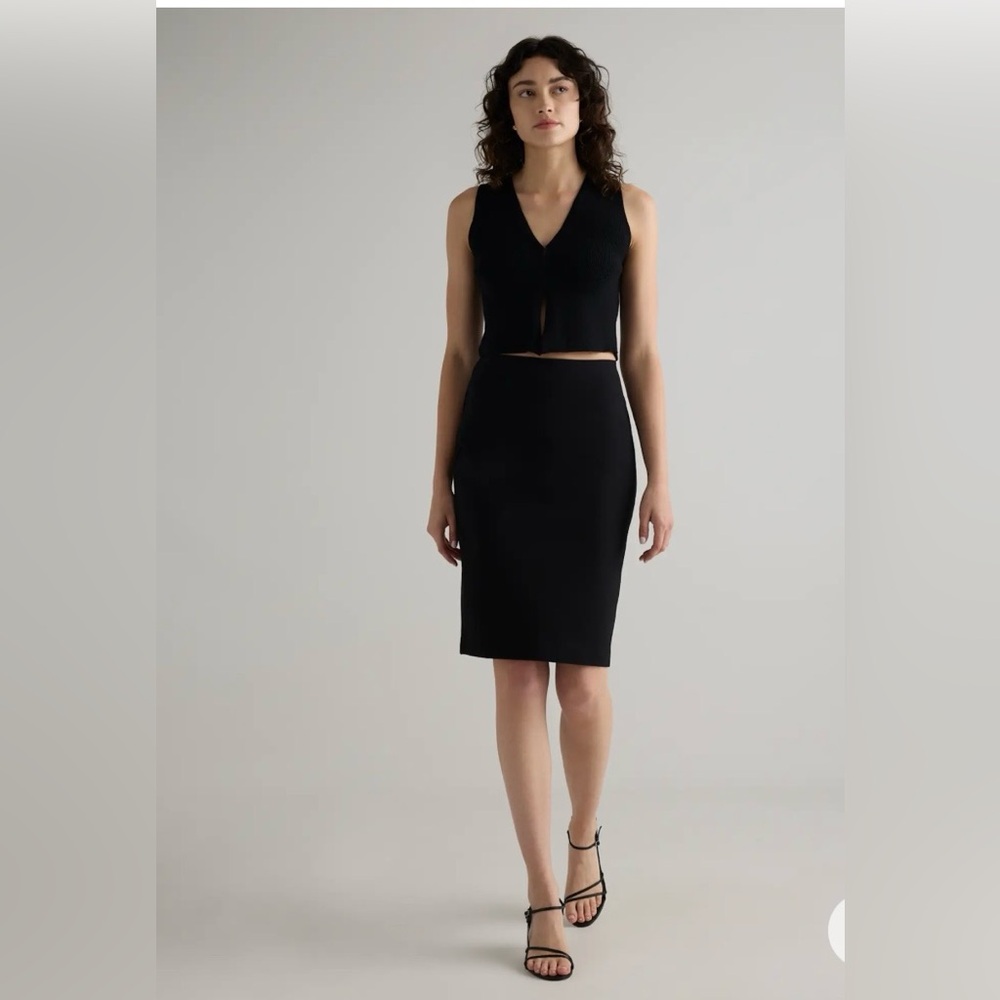 Quince Elegant Ultra Stretch Black Ponte Pencil Skirt